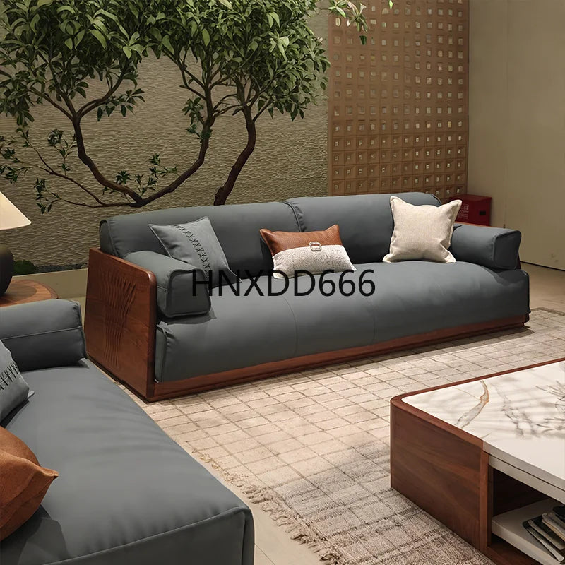 Light luxury sofa living room high-end walnut