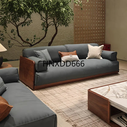 Light luxury sofa living room high-end walnut