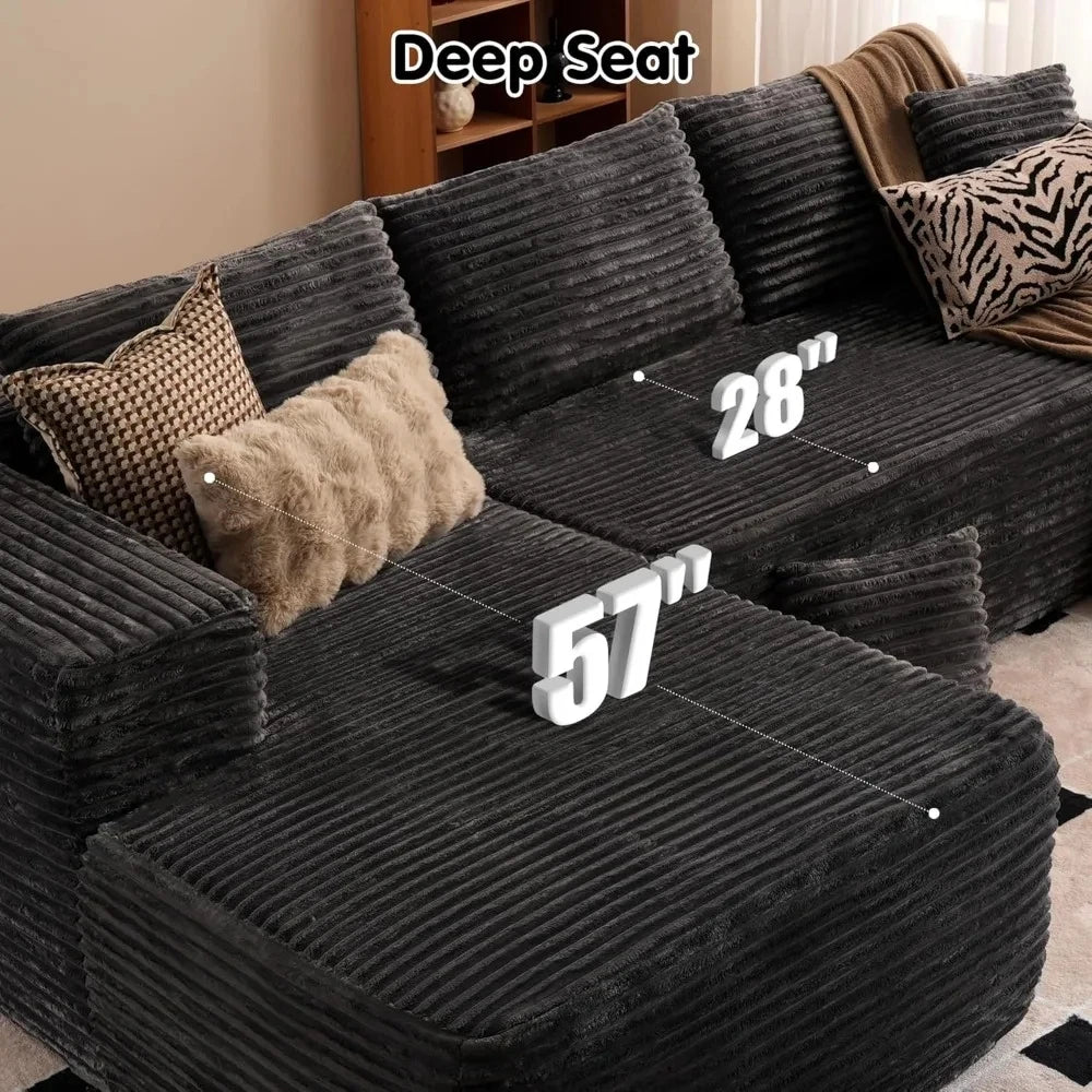 104" for Living Room Vacuum Compression Sofa Sectional Couch with L-Shape Modern Chaise Modular Cloud Sofa Couches Bed Bedroom
