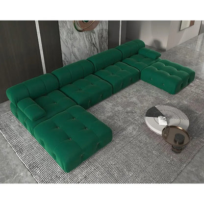 Nordic Sofa 138" Convertible Modular Sectional Couch, U-Shaped Minimalist Velvet , Mid-Century Modern Comfy
