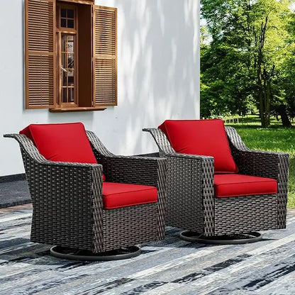 3-Piece Outdoor Patio Set with PE Rattan Sofa, Removable Cushions & Tempered Glass Table for Garden, Balcony