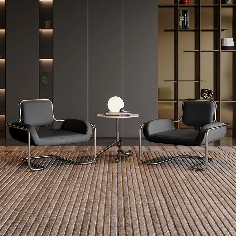 Single chair medieval stainless steel special-shaped convex living room reception leisure single sofa