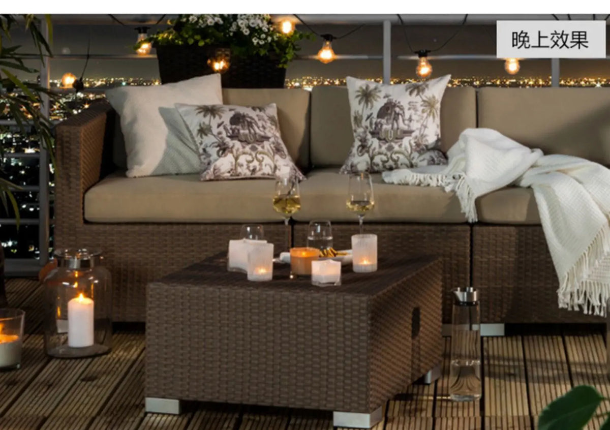 Outdoor Coffee Table Garden Sofas Combination Leisure Nordic Lawn Garden Sofas Simple Pe Rattan Furniture Sofá Jardín MHHYSF