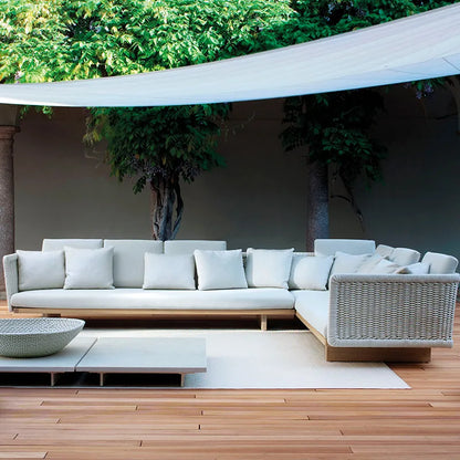 Rattan sofa outdoor leisure combination courtyard garden terrace living room solid wood