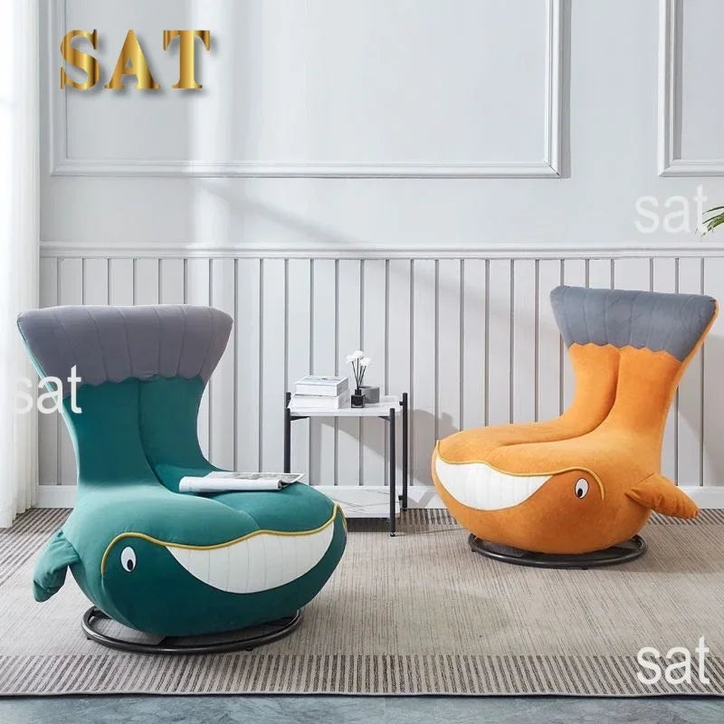 -Fabric Cartoon Seat Shark Transfer Chair Whale Sofa Recliner Single Lounge Children Kids Rocking Chair