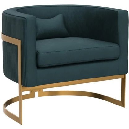 Luxurious Velvet Armchair, Contemporary Padded Accent Chair for Living Spaces and Bedrooms with Gold-Tone Legs