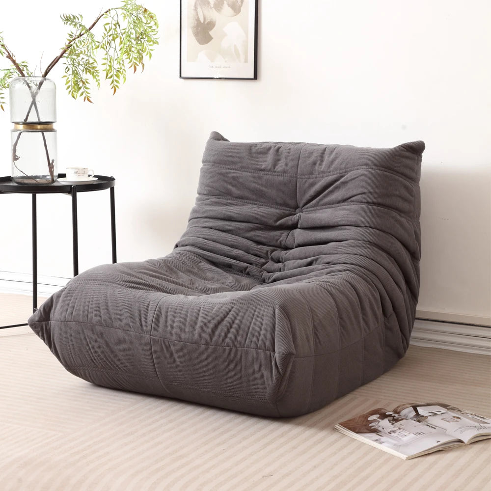 Lazy Sofa, Caterpillar Sofa | Classic Grey Sponge-Filled, Living Room Ready, No Electricity Needed