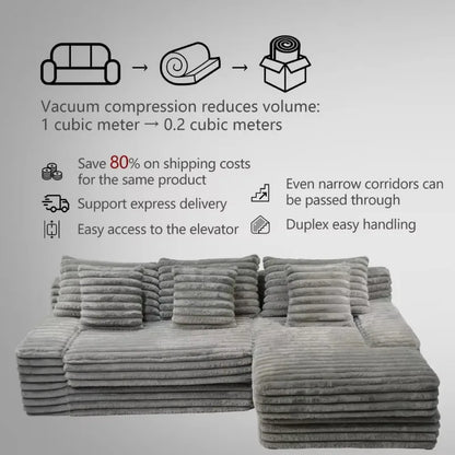 Modern New L-Shape Sofa for Living Room Compressed Furniture Compression Fabric Sectional Foam for Apartment Mall Villa School