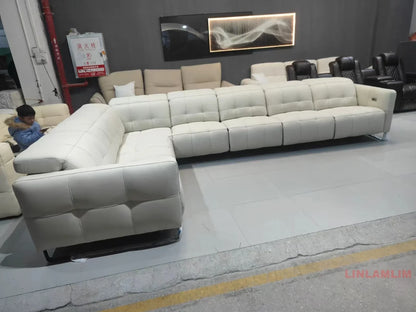 Italian Minimalist Designer Model Upgraded Version High-Back Lawrence Ultra-Fiber , Straight-Line Leather Art Sofa F