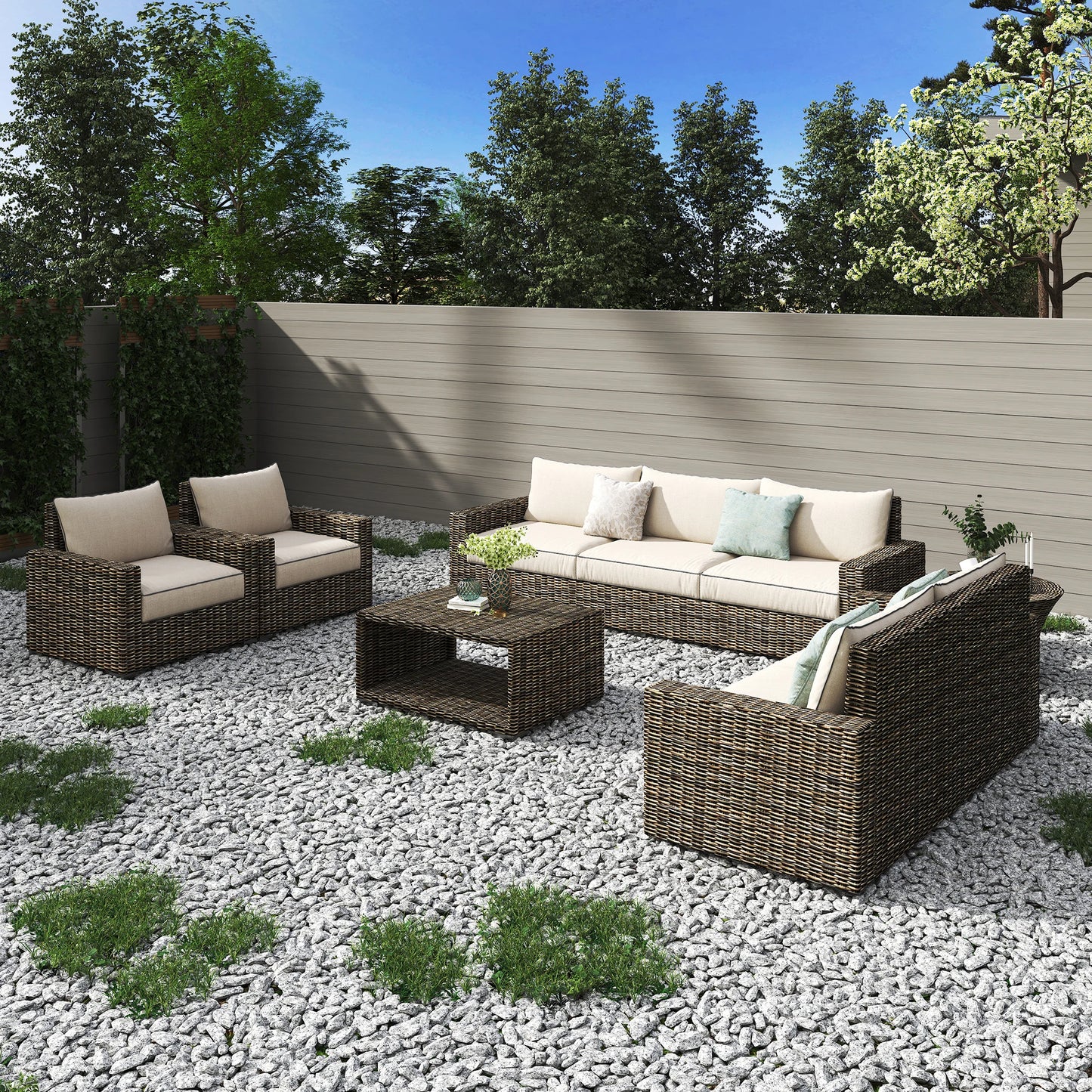High Quality Wicker Patio Furniture  Rattan Garden Sofa Garden Furniture Set