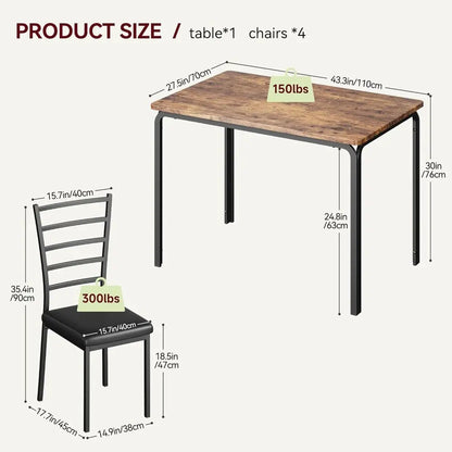 Kitchen Dining Room Table Chair Set for Small Space, Modern Dinette Set for 4, Square Dinner Table Set for Dinette, Breakfast, V