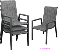 Patio Chairs Set of 4, Stackable Outdoor Chairs with All Weather Breathable Textilene, High Back Metal Frame