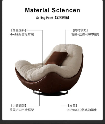 Italian minimalist rotating single chair modern creative sofa living room balcony lazy recliner