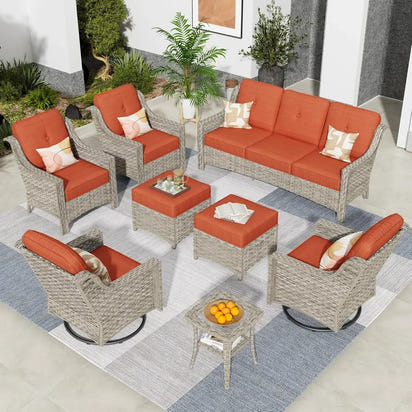Wicker Outdoor Furniture Patio Conversation Rattan Sofa Set for Garden,Poolside,Backyard,Deck