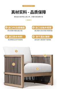 Outdoor villa courtyard sofa high-end teak sofa furniture combination hotel homestay waterproof
