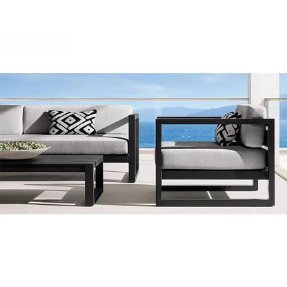 Patio Sectional Conversation Set Outdoor Lounge Set Luxury Furniture Corner All Weather Couch Aluminum Frame Garden Sofa