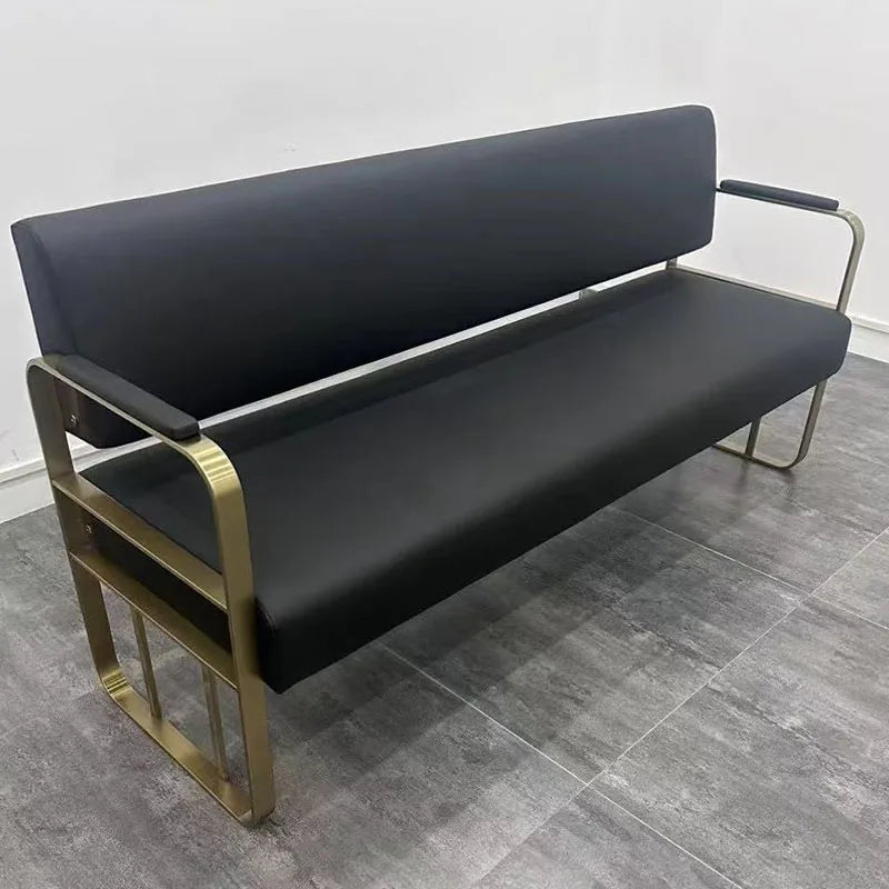 *Hair salon waiting chair Clothing store sitting area Stainless steel gold-plated sofa waiting area Long chair