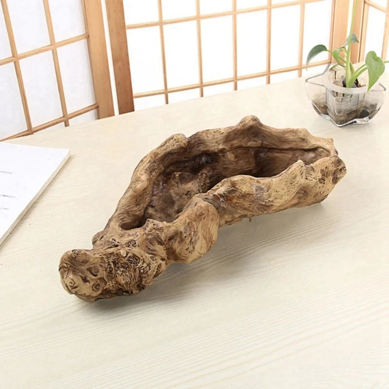 KEKA Pastoral Retro Landscape Flower Pot Resin Tree Stump Planter Artificial Driftwood Sculpture Rustic Succulent