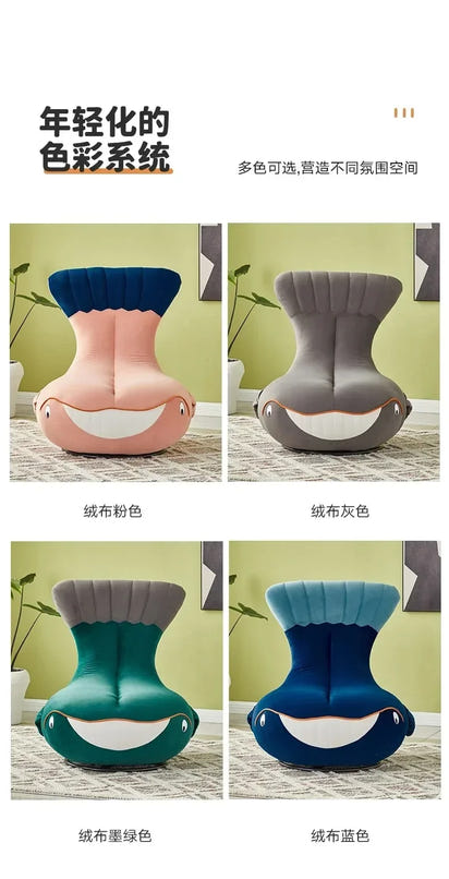 Whale Lazy Sofa Leisure Chair Flannel Rotatable Cute Shark Sofa Single Seat Chair