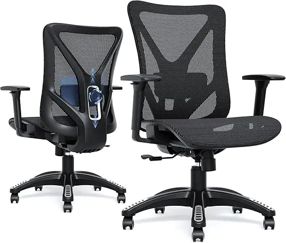 Adjustable Ergonomic Office Chair with Mesh Seat, Lumbar Support, 3D Armrests, and Tilt Mechanism