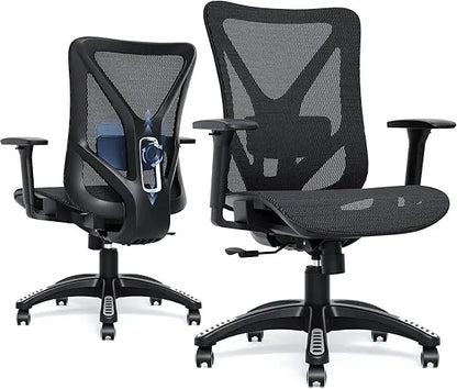 Adjustable Ergonomic Office Chair with Mesh Seat, Lumbar Support, 3D Armrests, and Tilt Mechanism