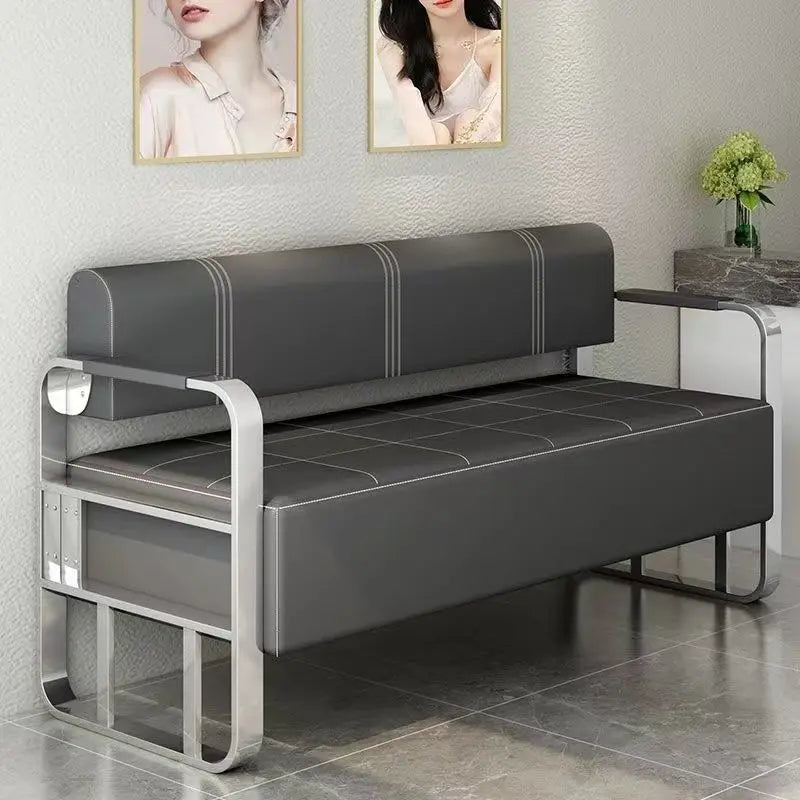 Famous Hair Salon Area Bench Hair Salon Waiting Light Luxury Stainless Steel Bar Sofa