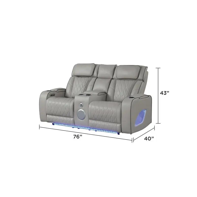 Modern Style Upholstery Recliner 3PC Living Room Set, Wood Frame, Massage Function Included, Gray Color, NJ Inventory