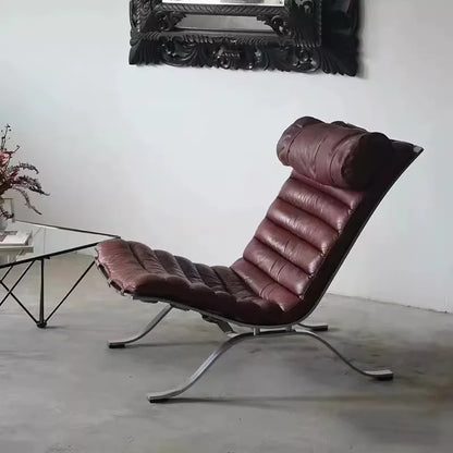 Leisure chair living room high-end retro recliner medium antique stainless steel sofa chair comfortable