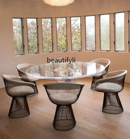 High-end stainless steel dining chair single sofa chair designer home living room wrought iron balcony