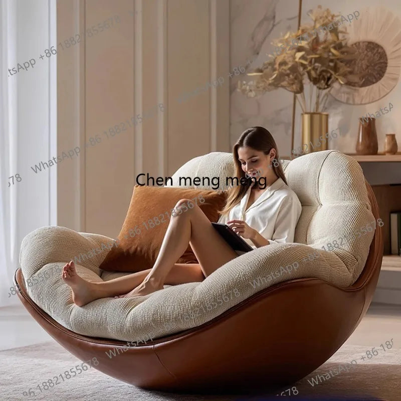 Great discounts Italian minimalist rotating single sofa designer fabric balcony single chair medieval leisure recliner