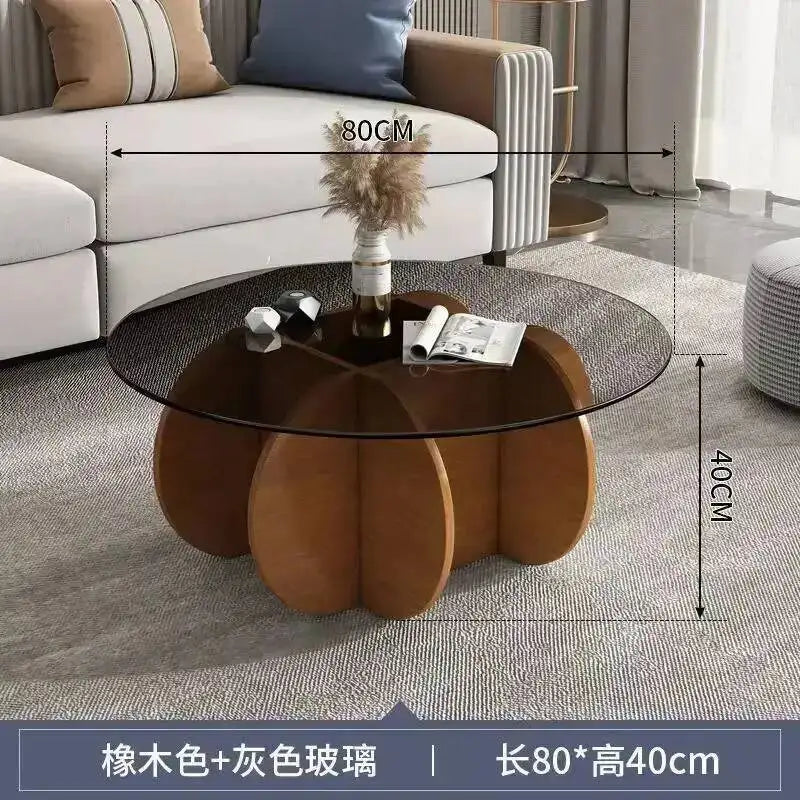 Table basse de salon ronde en verre trempé, design créatif, résistante aux hautes températures, style luxe
