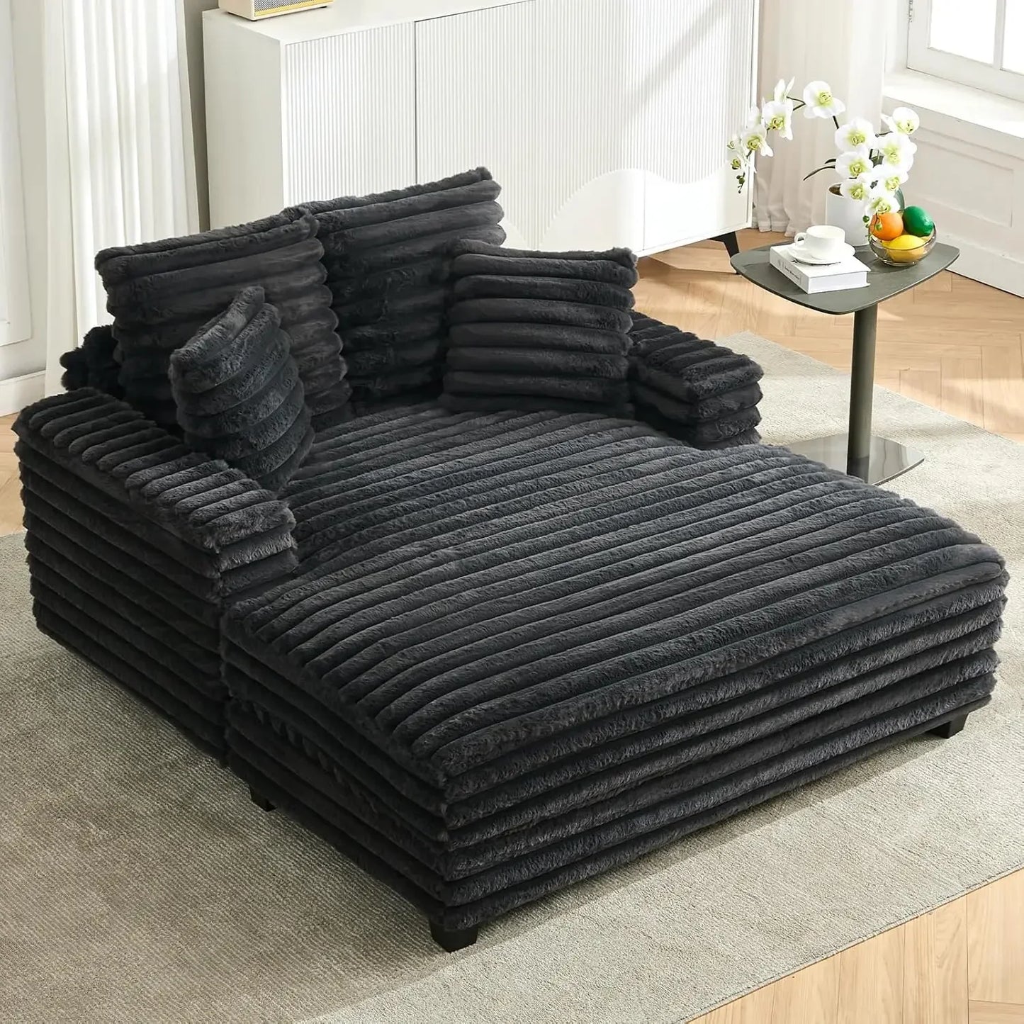 Nordic Sofabed Vacuum Compression Sofa Bed Modern Simple Lazy Sofa Bed  Thick Strip Velvet Large Sofa Bed Living Room Furniture