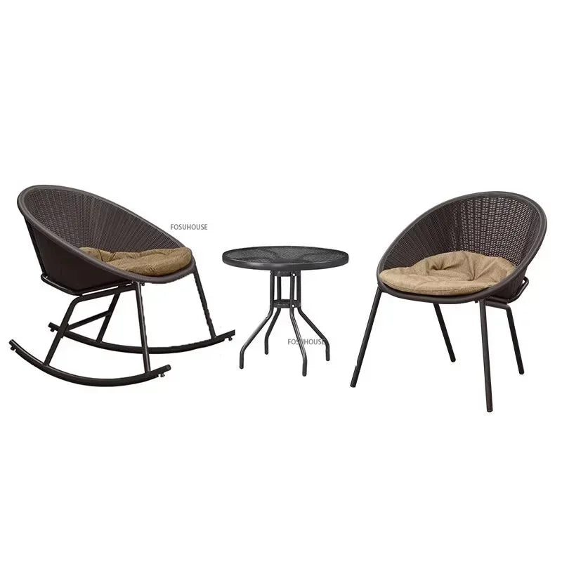 Outdoor Rattan Chair Garden Furniture Set Household Outdoor Balcony Leisure Table and Chair Three-piece Set Mini Coffee Table