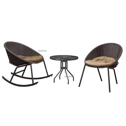 Outdoor Rattan Chair Garden Furniture Set Household Outdoor Balcony Leisure Table and Chair Three-piece Set Mini Coffee Table
