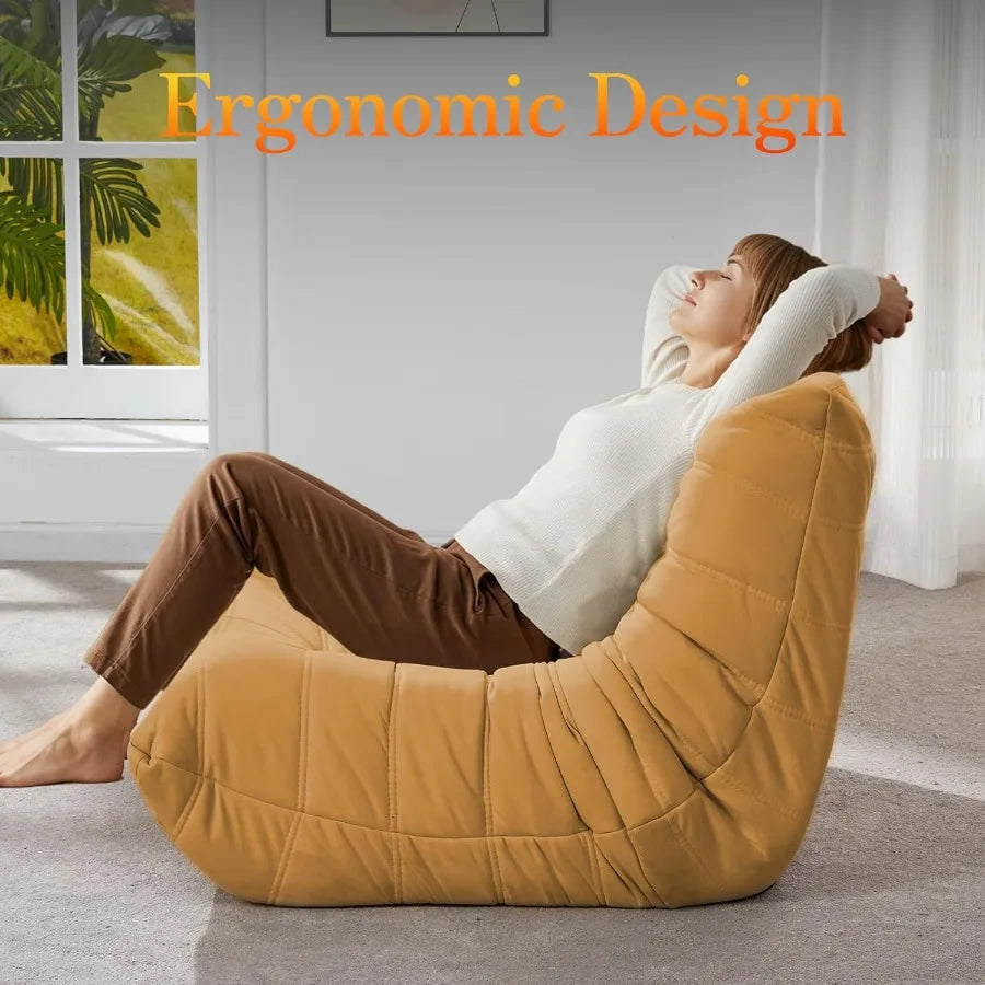 Large Comfy Bean Bag Chairs for Adults with Memory Foam Interior Ergonomic Design Ideal for Relaxation in Living Room Bedroom D