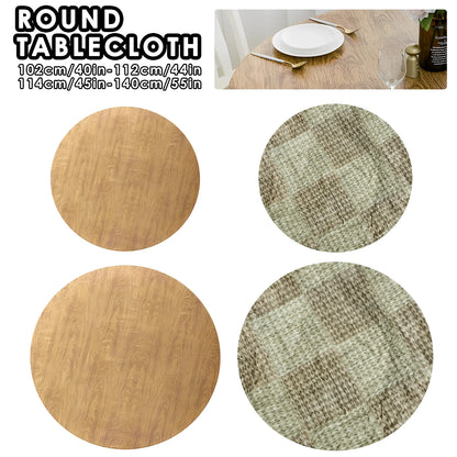 Round Table Cloth Waterproof oil-proof Farmhouse Table Cover Decorative Wood/Woven Texture Desk Cover Tabletop Protection Cloth
