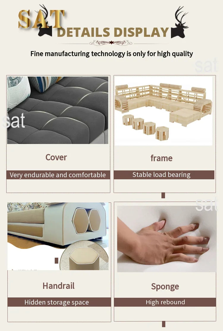 'Sectional Wood Legs Revolve Soft Cloth Modern Velvet Loveseat U shape Reclining Living Room Furniture Sofa Set