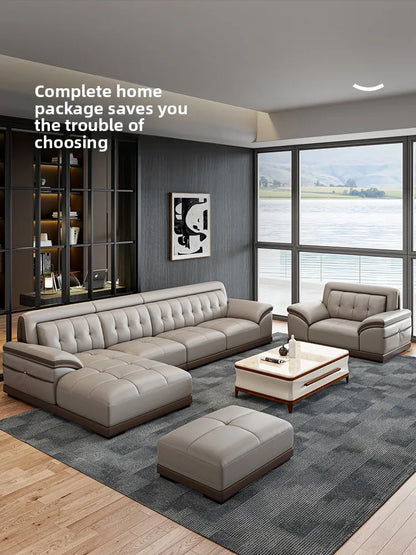 LH leather sofa first layer cowhide modern simple size apartment living room solid wood combination