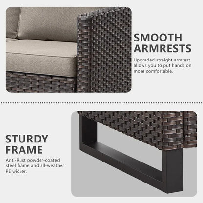 6 Piece Outdoor Patio Funiture Set,Outdoor Sectional Recliner Sofa Modern,All Weather Cushions and Storage Table (Grey)