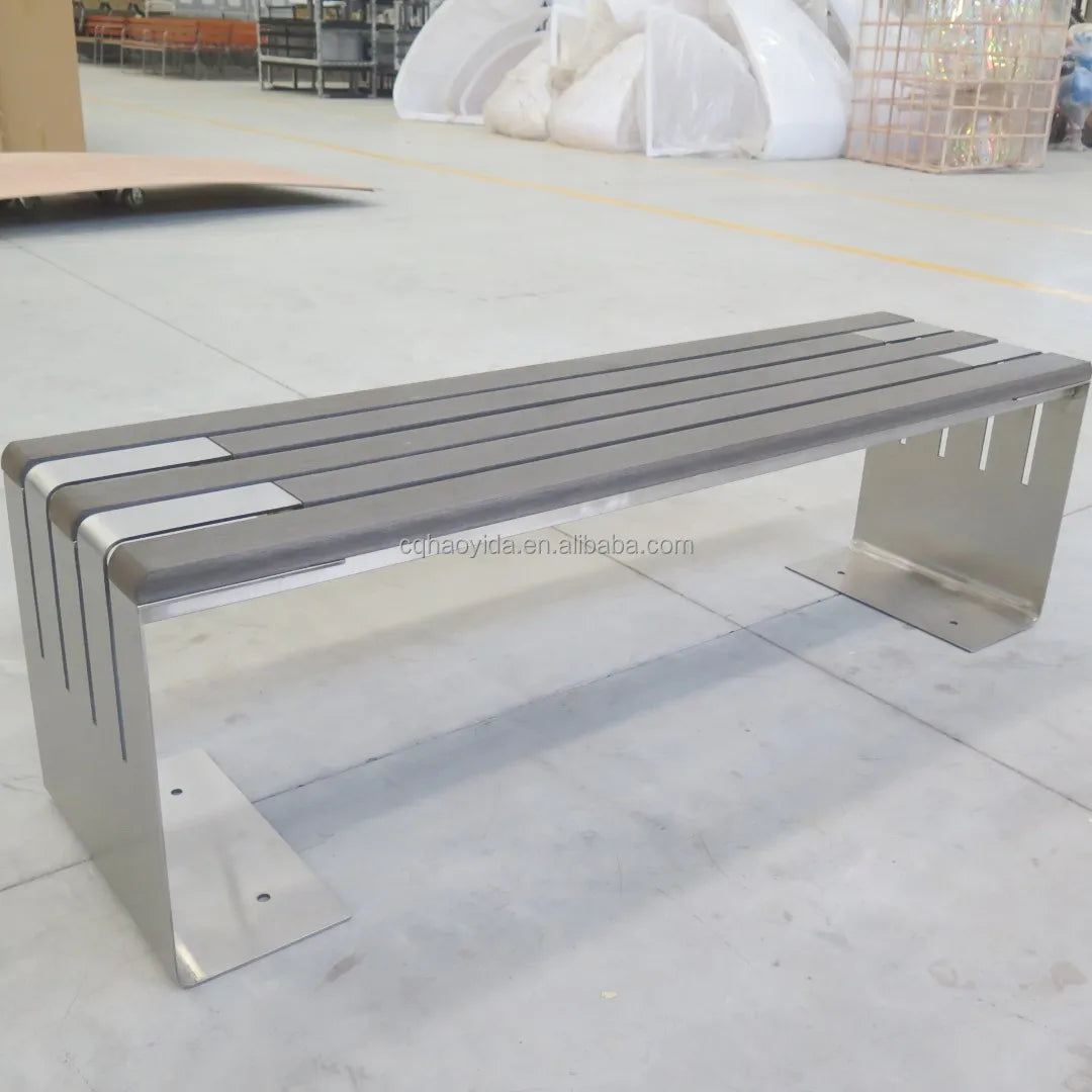 Banc d'extérieur une pièce confortable, norme européenne américaine, haute qualité, Design ergonomique, pour parc public, Long banc de jardin, Patio