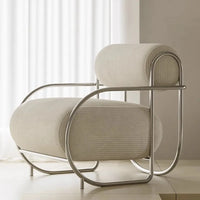 Antique Designer Single Sofa Chair Modern Simple Creative Leisure Chair Living Room Balcony Stainless Steel Leisure Chair
