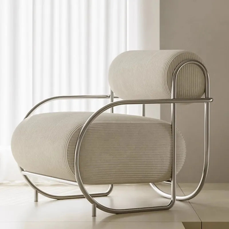 Antique Designer Single Sofa Chair Modern Simple Creative Leisure Chair Living Room Balcony Stainless Steel Leisure Chair