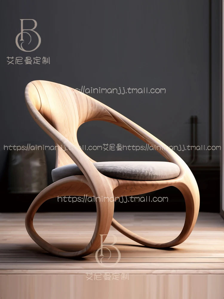 Creative rocking chair medieval solid wood balcony rocking chair, home leisure, medieval furniture