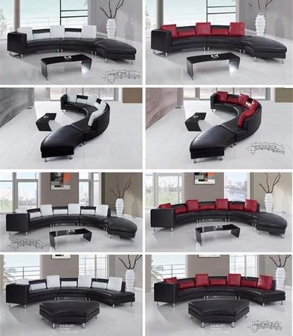 New Design Living Room Furniture Korean Style Sofa  Leather Leather Corner Sofa