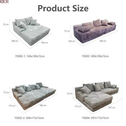 Fluffy Fabric Modular Compression Foam Combination Compression Sofa Sofa Set Home Apartment Furniture Living Room Vacuum Bag