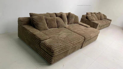 Nordic Cloud Lazy Sofa Thick Corduroy Texture Extra Wide Seat Depth Design Vacuum Compressed Packaging A Must-Have for Home