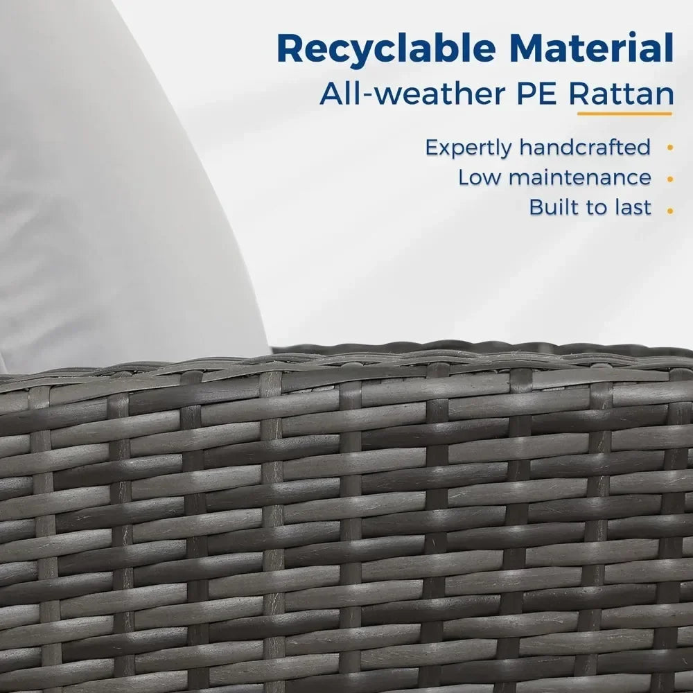 Wicker Conversation Set for Porch Deck Camping Gray Rattan Sofa Chair With Cushion  Camping Table Patio Furniture Outdoor Set