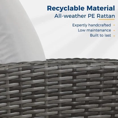 Wicker Conversation Set for Porch Deck Camping Gray Rattan Sofa Chair With Cushion  Camping Table Patio Furniture Outdoor Set