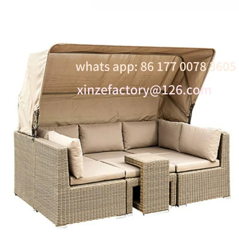 Customizable outdoor sofa waterproof sunscreen garden courtyard rattan chair open-air balcony outdoor rattan sofa coffee table c