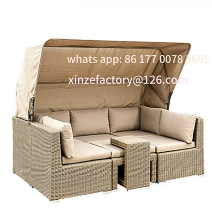 Customizable outdoor sofa waterproof sunscreen garden courtyard rattan chair open-air balcony outdoor rattan sofa coffee table c